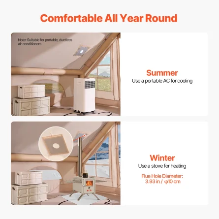 SucceBuy Inflatable Tents for Camp Easy Setup Blow up Tent with Hand Pump 300D Oxford Tent with Stove Jack Storage Bag Included - Image 2