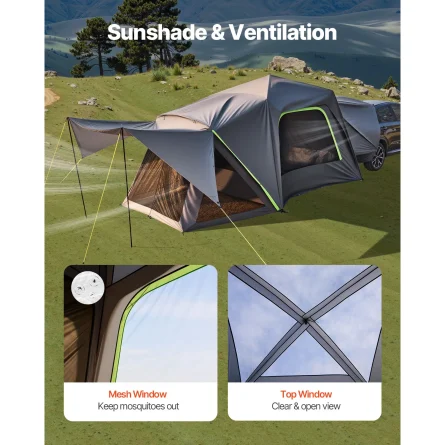SucceBuy SUV Tent for Camping Waterproof PU2000mm Spacious Double Layer Design SUV Camping Tent with Shade Awning , Mesh Windows - Image 6